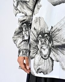 Canine Printed Cotton Shirt - White
