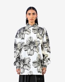 Canine Printed Cotton Shirt - White