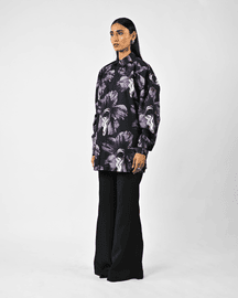 Tongue-printed Oversized Cotton Shirt