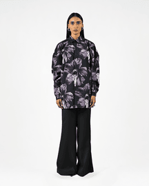 Tongue-printed Oversized Cotton Shirt