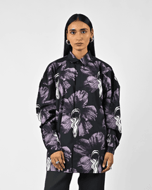 Tongue-printed Oversized Cotton Shirt