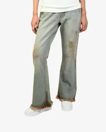 Bootcut Denim With Hand-painted Light Mud-washed Surface (Indigo)