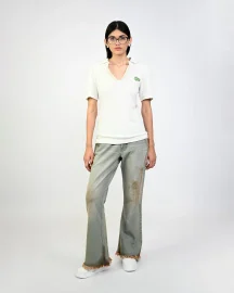 Bootcut Denim With Hand-painted Light Mud-washed Surface (Indigo)