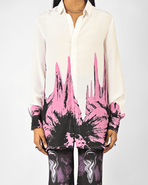 White Floral Drip Shirt