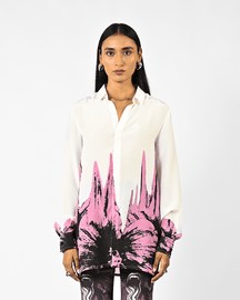 White Floral Drip Shirt