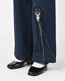 Straight Fit Hand-embroidered Canine Denim