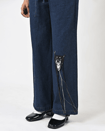 Straight Fit Hand-embroidered Canine Denim