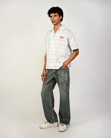 Straight Fit Denim With Hand-painted Whitewash Surface (Indigo)