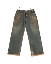Straight Fit Denim With Hand-painted Whitewash Surface (Indigo)