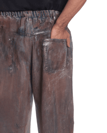 Oversized unisex denim with hand-painted whitewash surface (Indigo)