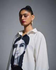 The Girl With The Braids Cropped Oversized Shirt - White