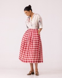 June Checkered Handwoven Skirt