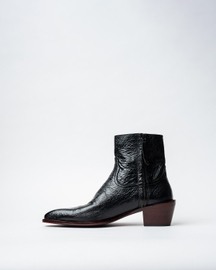 Ankle Boots With a Square Pointed Toe and Trapezoid Heel, Featuring a Side Zip Closure