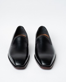 Evening Slippers With An Almond Toe, Velvet Vamp And Stacked Heel