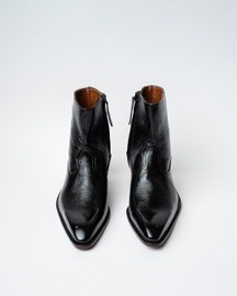 Ankle Boots With A Square Pointed Toe And Trapezoid Heel, Featuring A Side Zip Closure