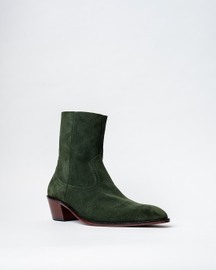 Cowboy Ankle Boots With a Square Pointed Toe and Trapezoid Heel, Featuring a Side Zip Closure