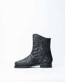 Ankle Boots With a Rounded Toe, Featuring a Back Zip Closure