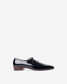 Laced Wholecut Shoes With a Square Pointed Toe and Stacked Heel