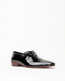 Laced Wholecut Shoes With a Square Pointed Toe and Stacked Heel