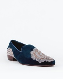 Evening Tassel Space Blue Tuxedo With Hand Embroidered Beeds