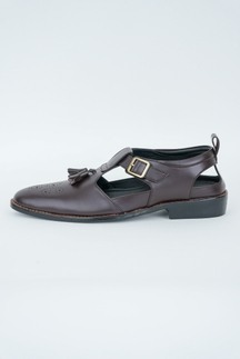 Brown Buff With Tassel and Buckle Sandal