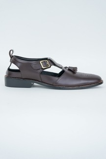 Brown Buff With Tassel and Buckle Sandal
