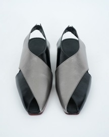 Classic Metallic Silver and Black Criss-cross Strap Velcro Sandal