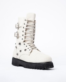 Hair-on Studded Combat Boots