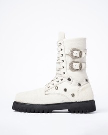Hair-on Studded Combat Boots