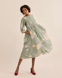 Cornflower Pleated Dress