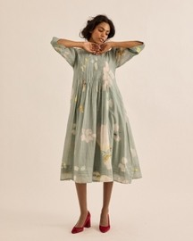Cornflower Pleated Dress