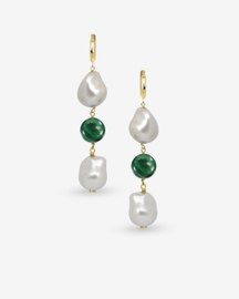 Deux Pearl Malachite Drop Earrings