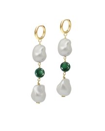 Deux Pearl Malachite Drop Earrings