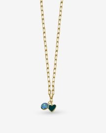 Small Link Chain With Labradorite & Green Heart
