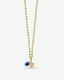 Small Link Chain With Lapis Lazuli & Beige Heart