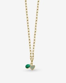 Small Link Chain With Malachite & Green Heart