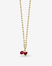Small Link Chain With Ruby & Red Heart