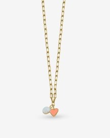 Small Link Chain With Opal & Peach Heart