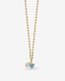 Small Link Chain With Moonstone & Blue Heart