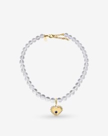 Bubble Studded Heart Charm Necklace