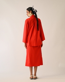 Mono Crimson Psyflora Appliqué Top