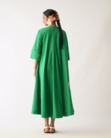 Emerald Mayflower Appliqué Dress