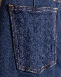 Pattern Embroidered Denim