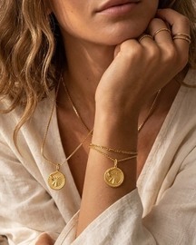 Vintage Sun Crest Gold Coin Charm