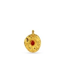 Vintage Totem Gold Charm with Red Stone