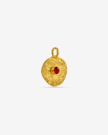Vintage Totem Gold Charm with Red Stone