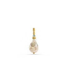 Baroque Pearl Charm with Blue Topaz Accent