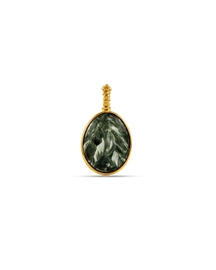 Green Marbled Stone Oval Gold Charm