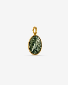 Green Marbled Stone Oval Gold Charm