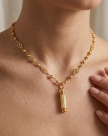 Vintage Column Gold Pendant Charm